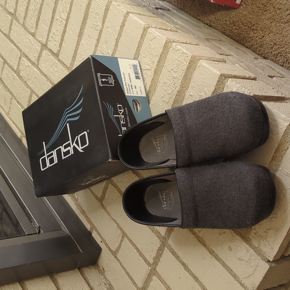 Dansko Stapled Clogs Vegan Flannel Felt Charcoal Gray Size EU 40/ US 9-9.5